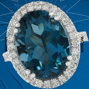 GORGEOUS 5.97 CTTW 18KT WHITE GOLD DIPPED LONDON BLUE ENGAGEMENT RING 6,7,8,10